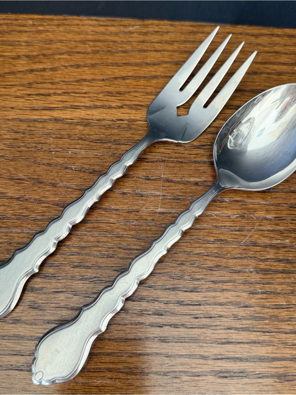 Oneida Cello Valerie Serving Spoon Fork Set Vintage‎ Stainless Flatware